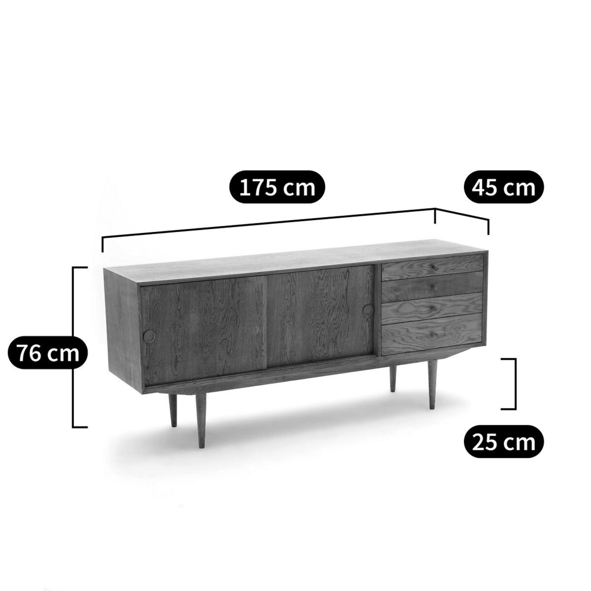 Quilda Vintage Style 2-Door 4-Drawer Oak Sideboard – image 9