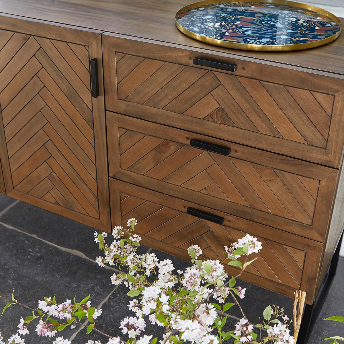 Nottingham Parquet Pine 3-Cupboard, 3-Drawer Sideboard – image 6