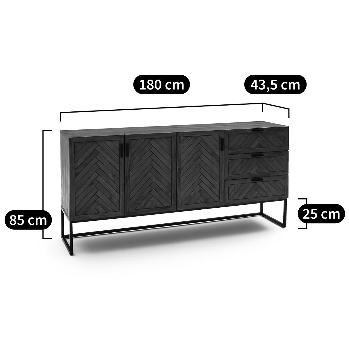 Nottingham Parquet Pine 3-Cupboard, 3-Drawer Sideboard – image 7