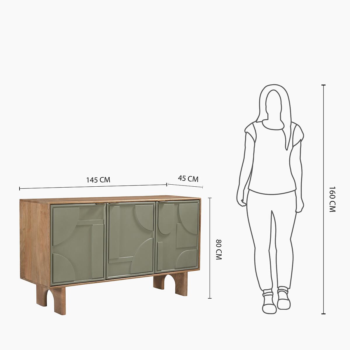 Piza Geometric Mango Wood 3 Door Sideboard – image 7