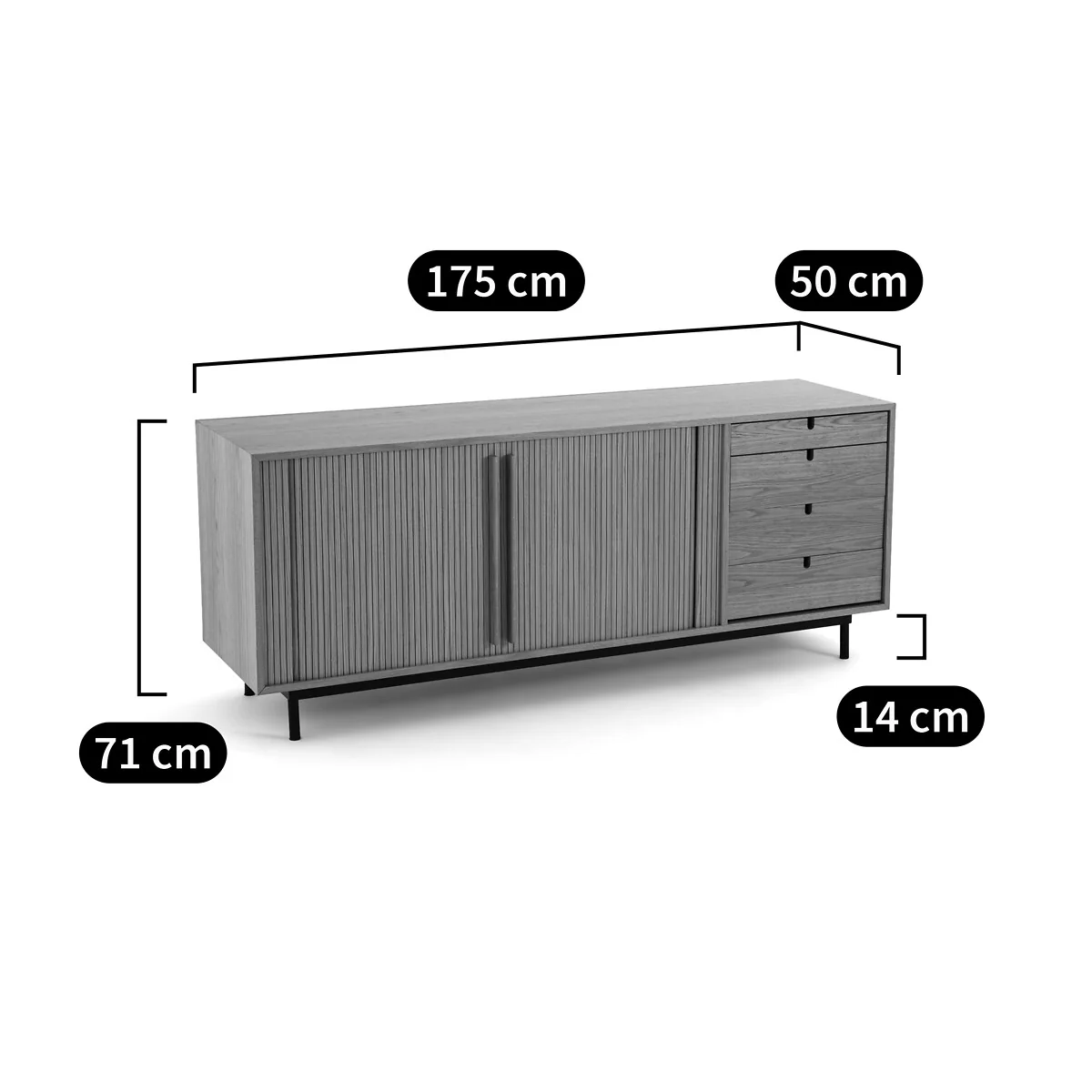 Strio Oak Veneer Sideboard with Sliding Doors – image 8
