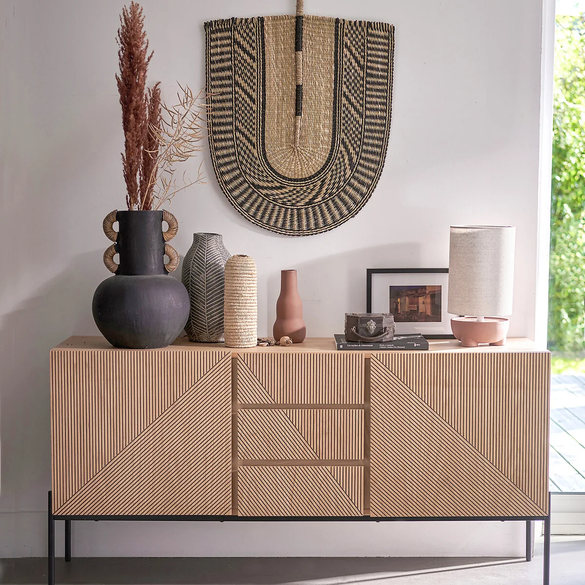 Lodge Oak Veneer 2-Door, 3-Drawer Sideboard – image 2