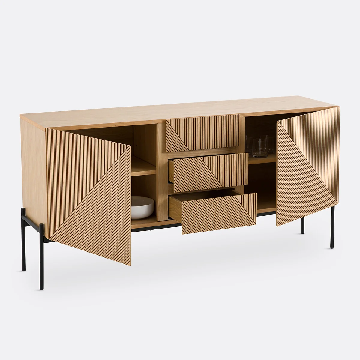 Lodge Oak Veneer 2-Door, 3-Drawer Sideboard – image 4