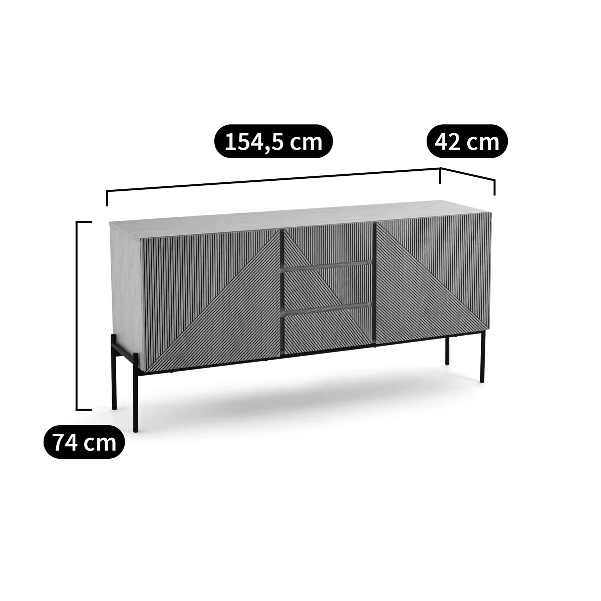Lodge Oak Veneer 2-Door, 3-Drawer Sideboard – image 9