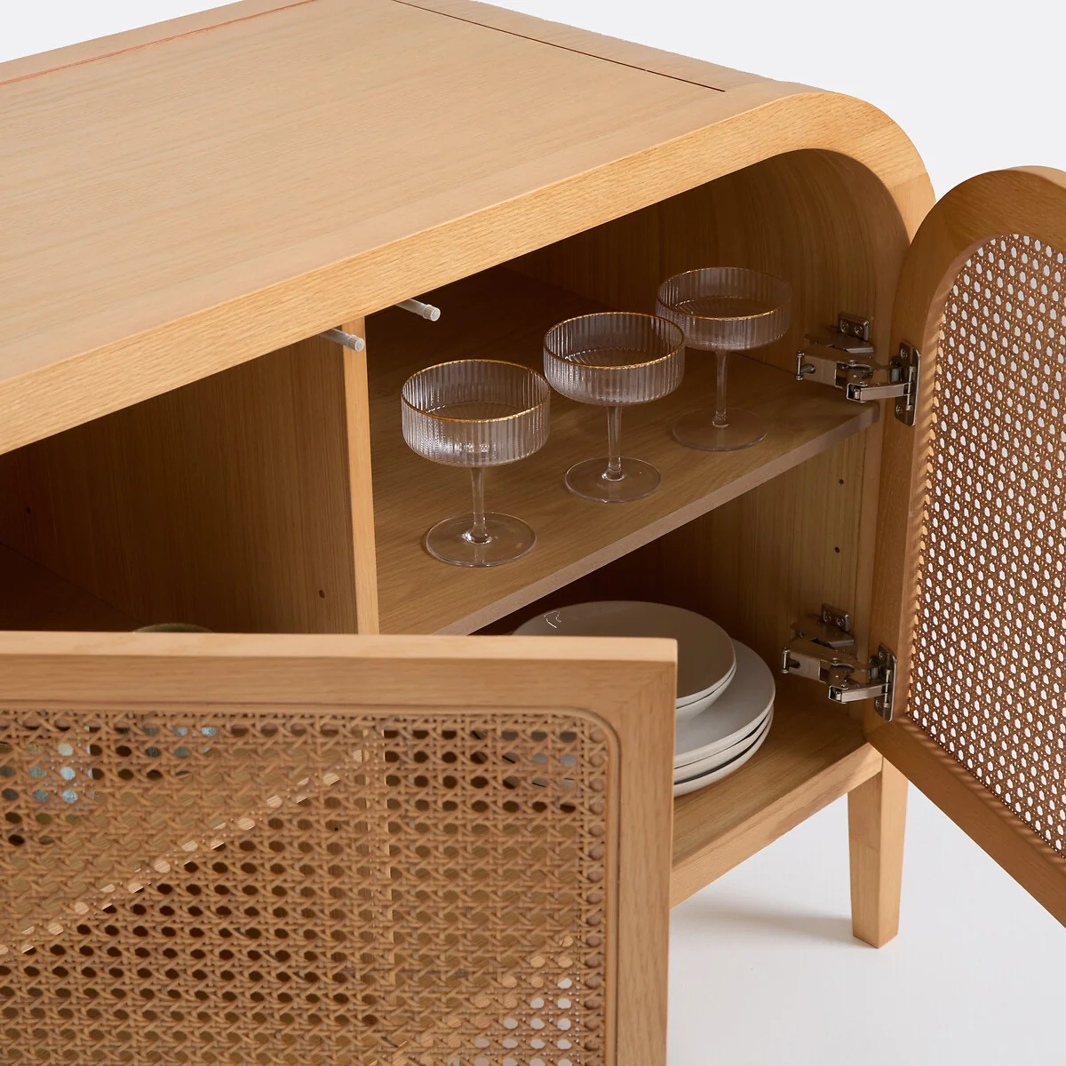 Madara Oak Veneer and Rattan Cane 3-Door Sideboard – image 5