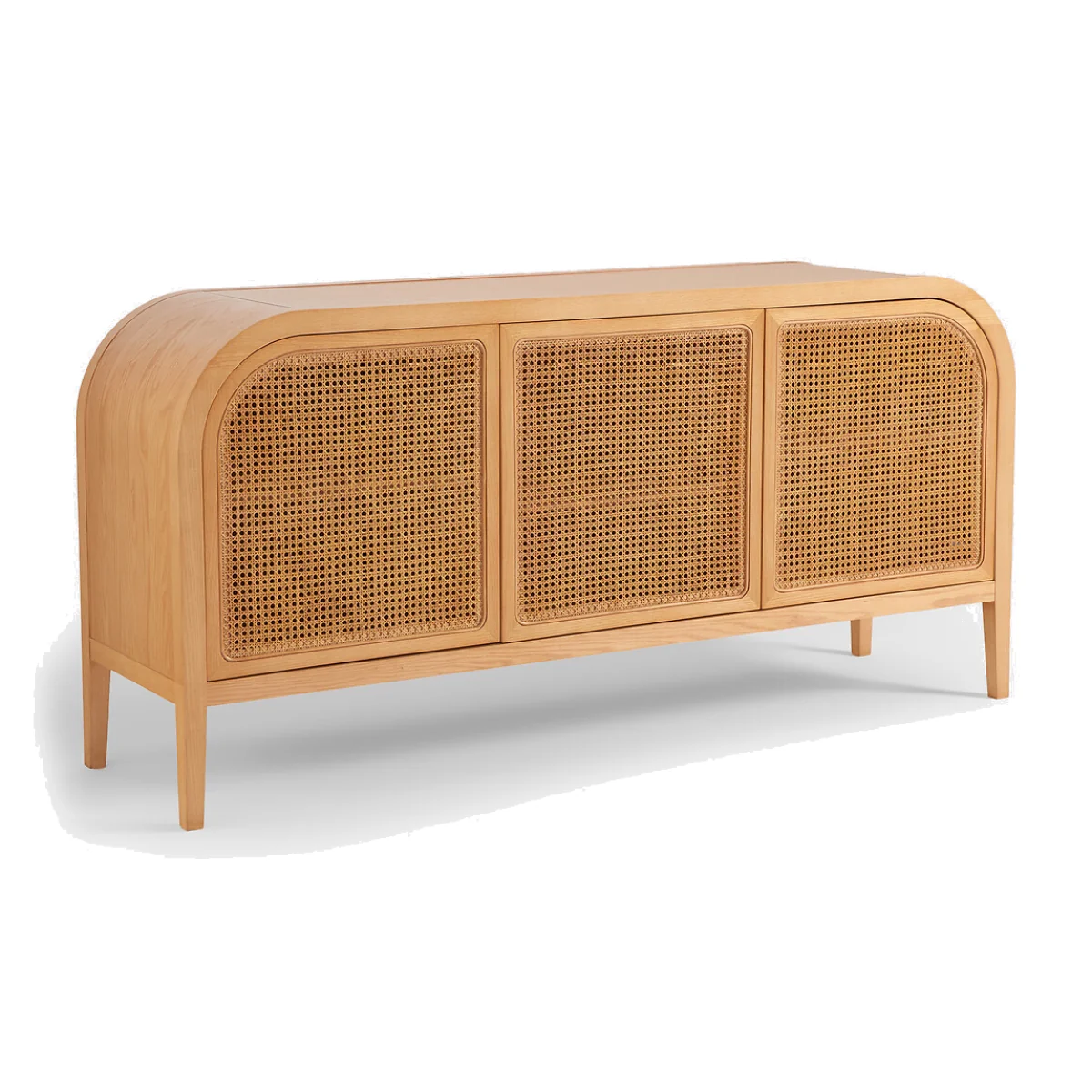 Madara Oak Veneer and Rattan Cane 3-Door Sideboard – image 1