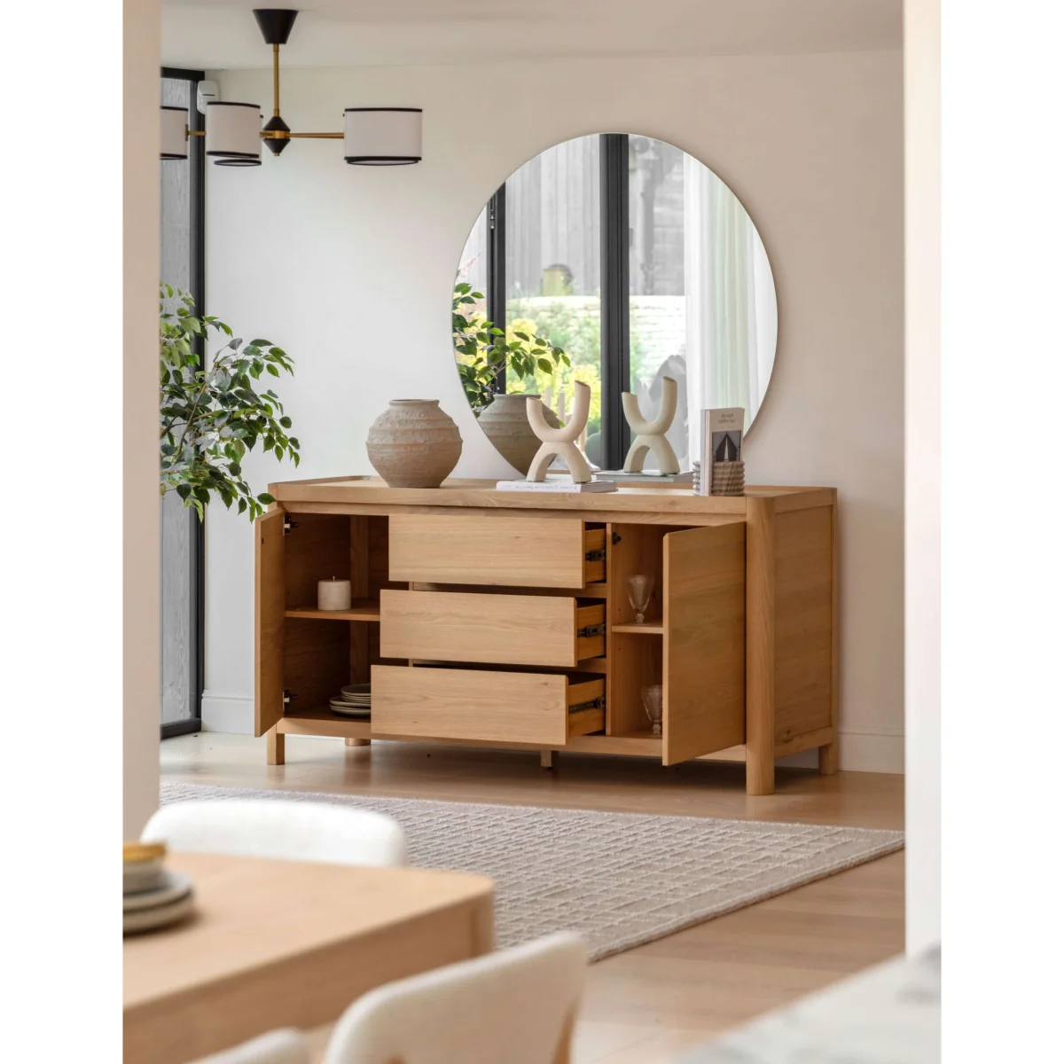Gallery Direct Ember 3 Door Sideboard Natural – image 8