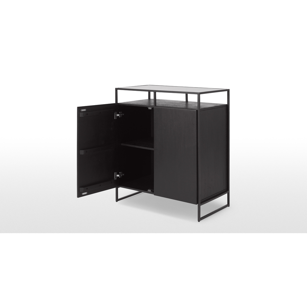 Kilby Compact Sideboard, Black Stained Mango Wood and Smoked Glass – image 5