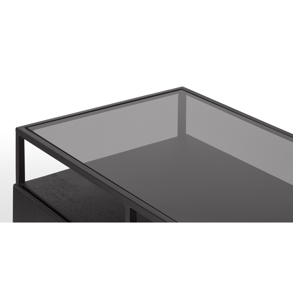 Kilby Compact Sideboard, Black Stained Mango Wood and Smoked Glass – image 6