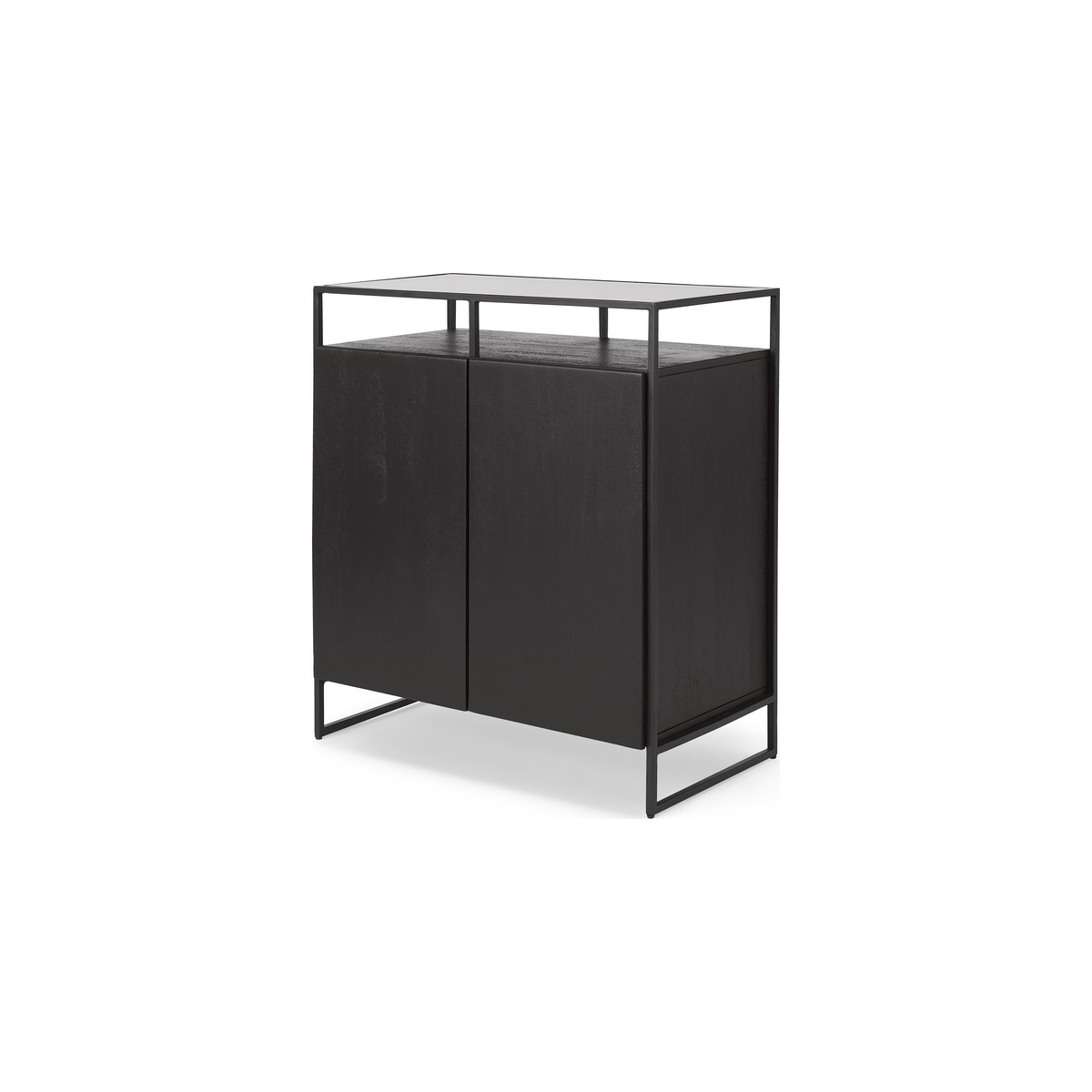 Kilby Compact Sideboard, Black Stained Mango Wood and Smoked Glass – image 2
