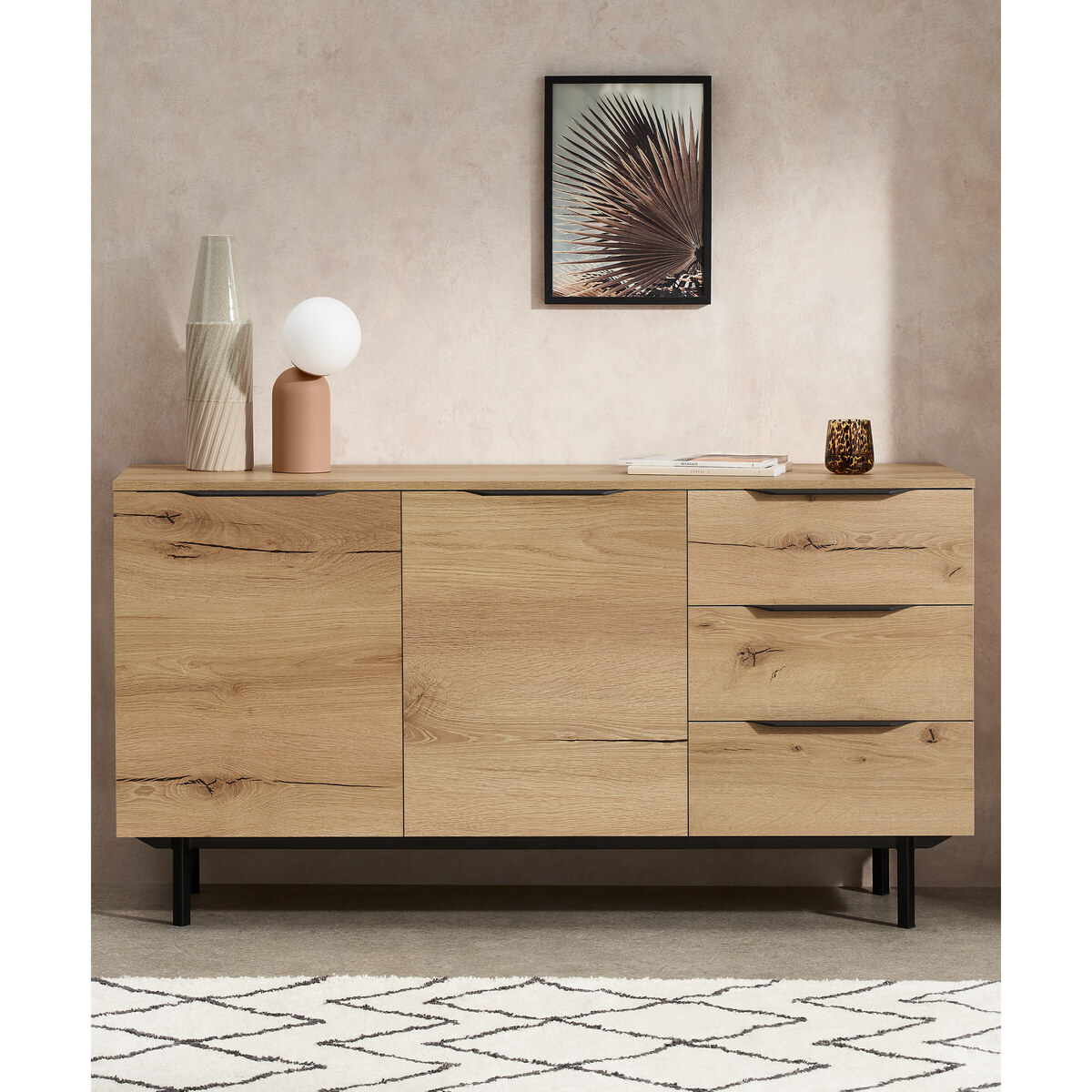Damien Sideboard, Distressed Oak Effect & Black – image 6