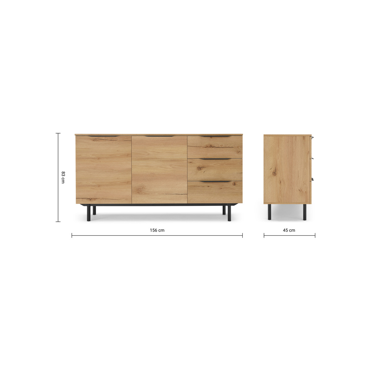 Damien Sideboard, Distressed Oak Effect & Black – image 7
