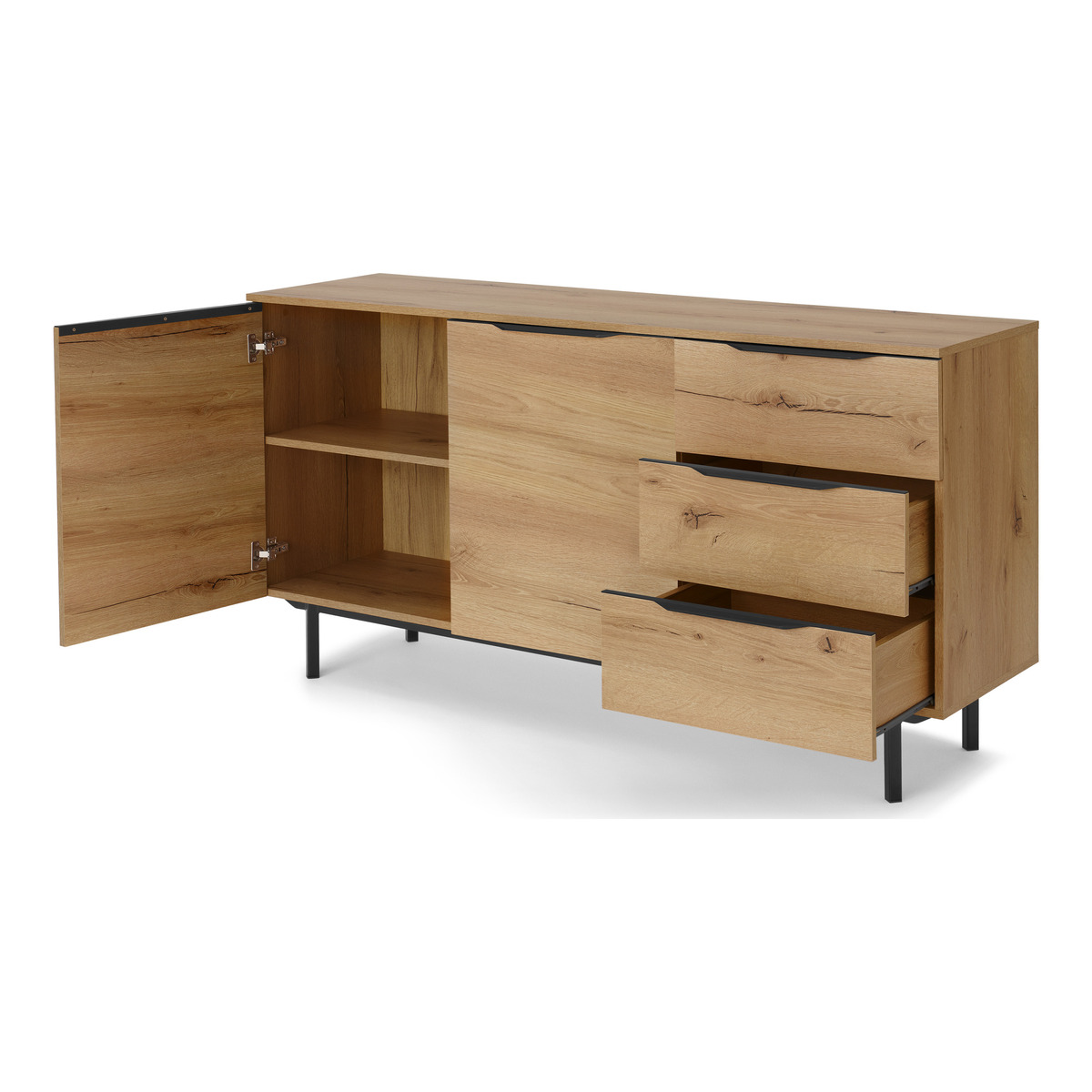 Damien Sideboard, Distressed Oak Effect & Black – image 8