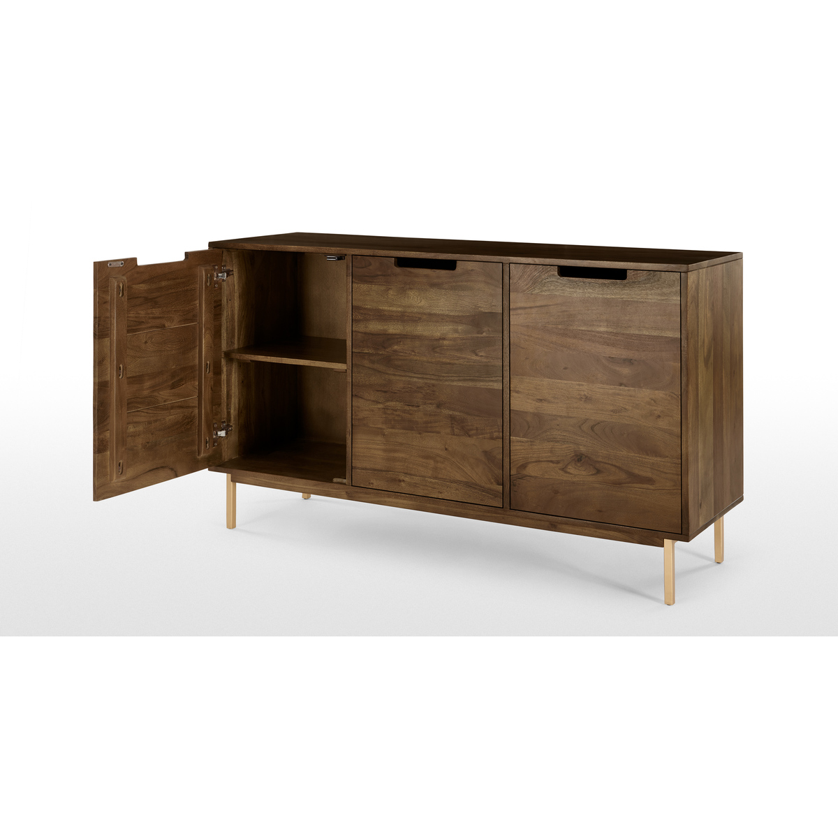 Tayma 3 Door Sideboard, Acacia and Brass – image 6