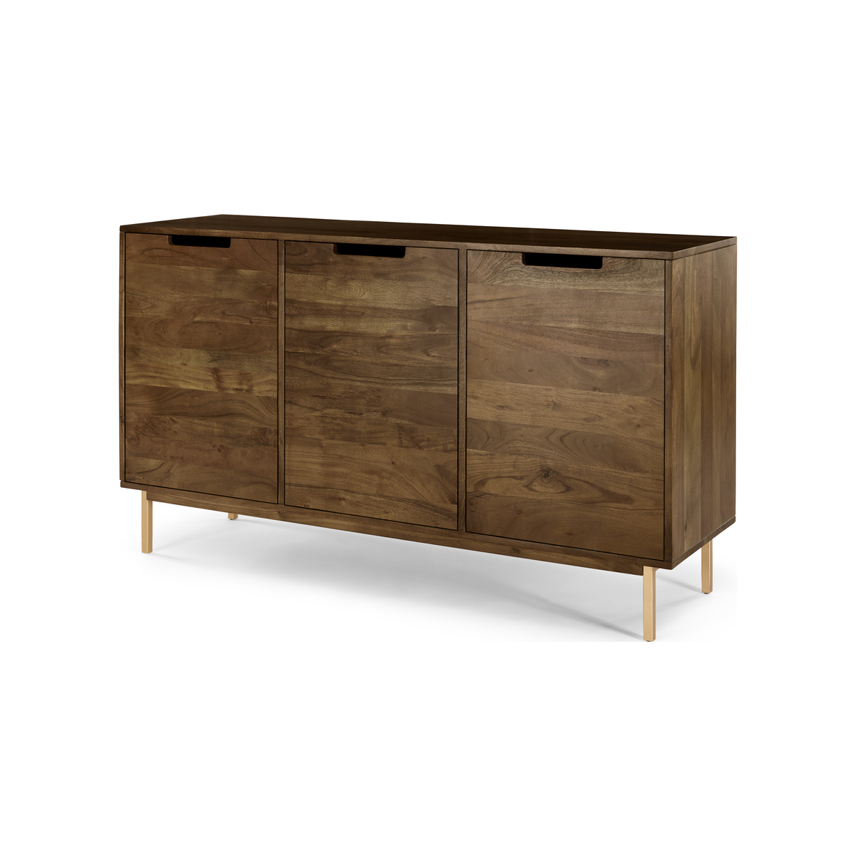 Tayma 3 Door Sideboard, Acacia and Brass – image 2