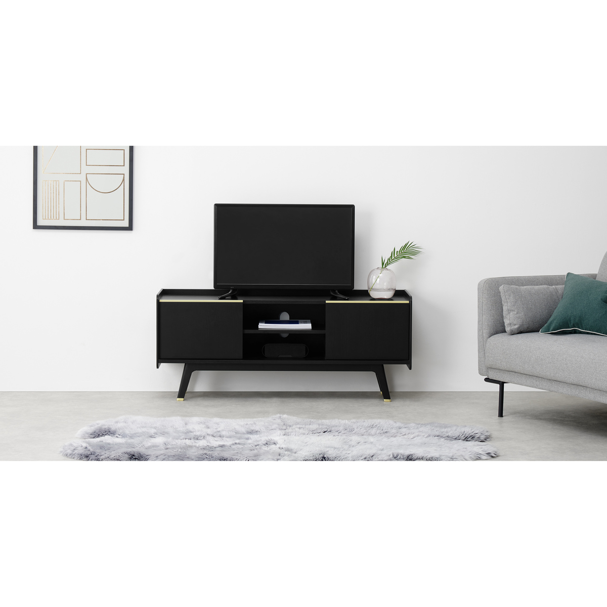 Albers Wide TV Stand, Black Stained Oak – image 2