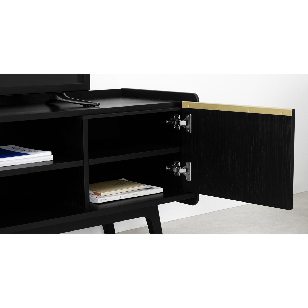 Albers Wide TV Stand, Black Stained Oak – image 5