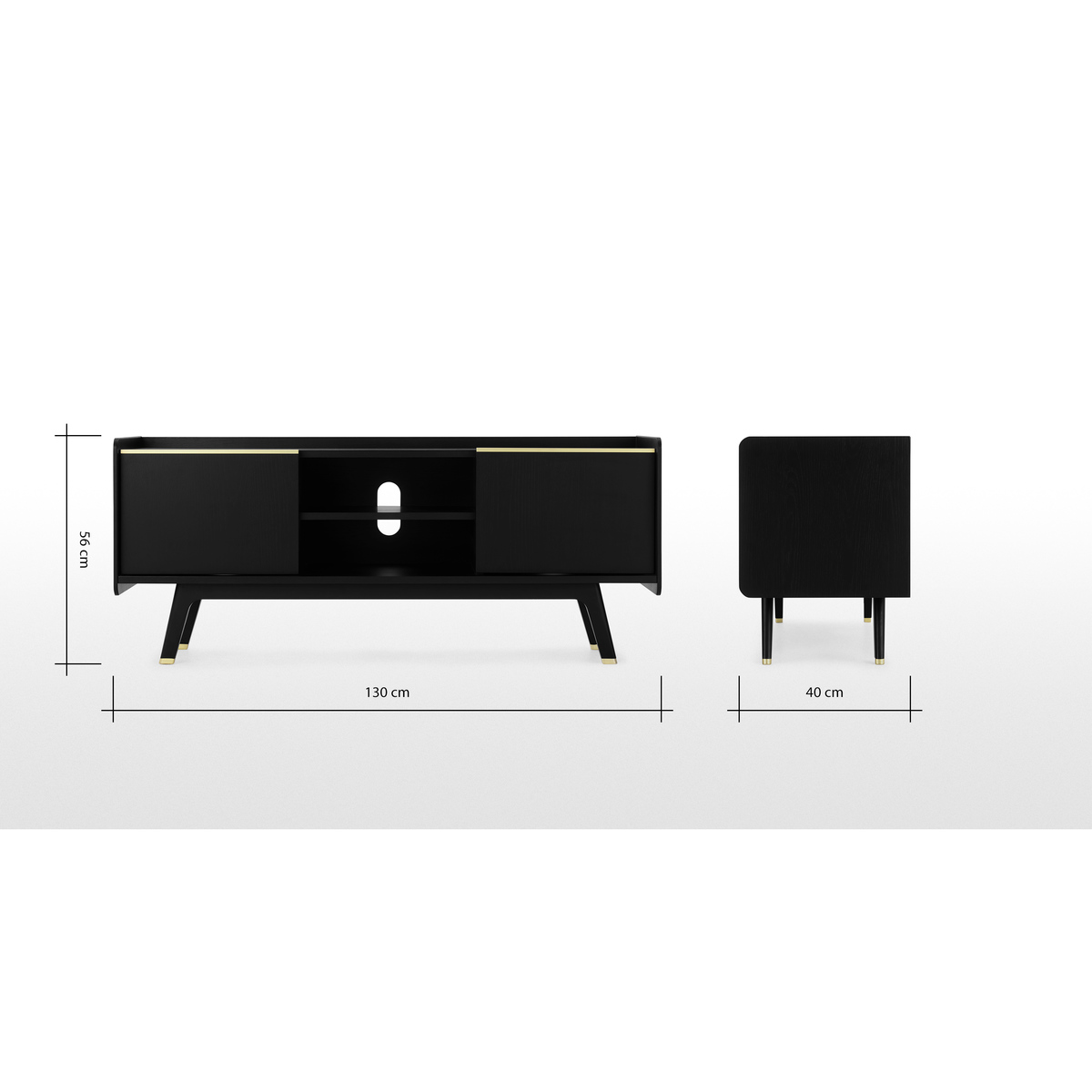 Albers Wide TV Stand, Black Stained Oak – image 7