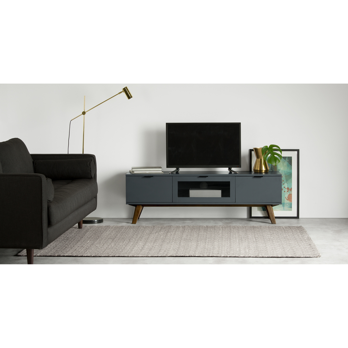 Averio TV Stand, Dark Stain Oak and Grey – image 3