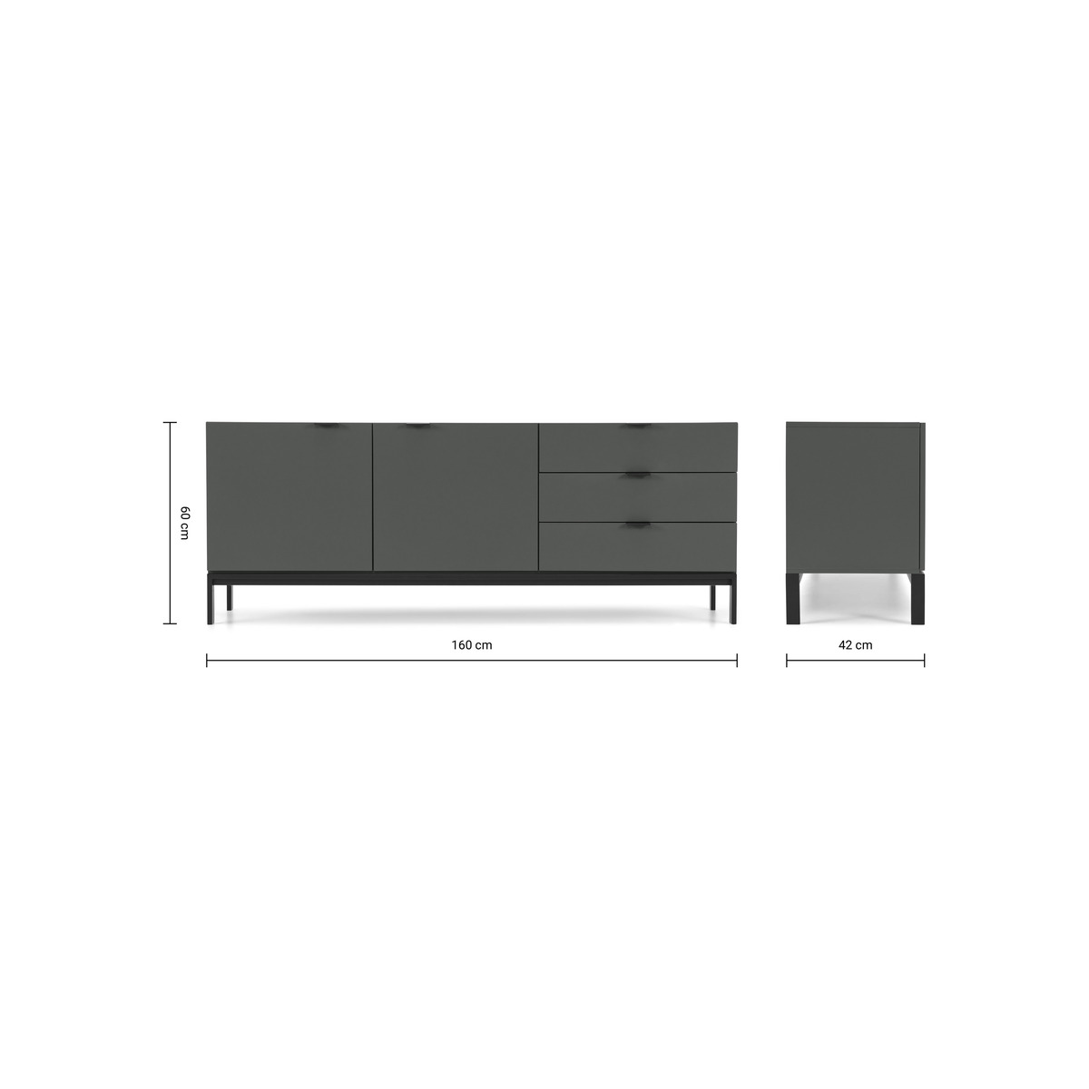 Marcell Wide Sideboard, Grey – image 6