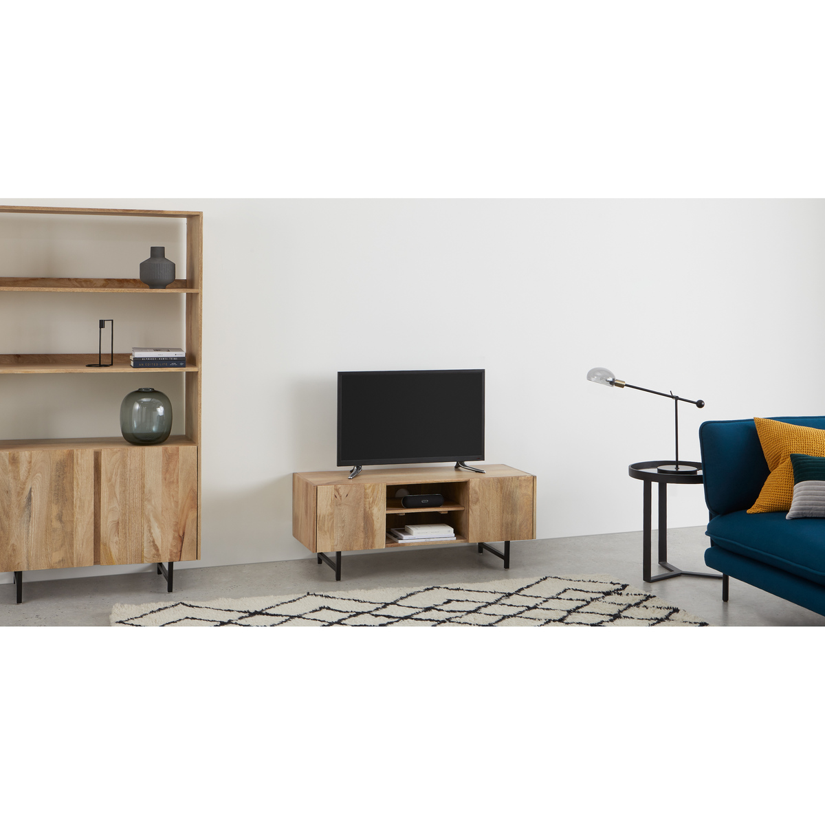 Aphra TV Stand, Light Mango Wood and Black – image 3