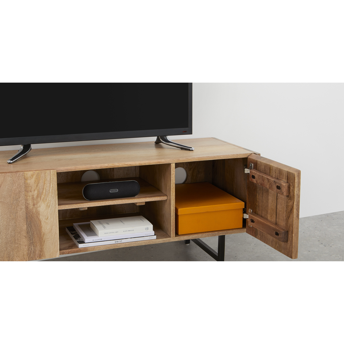 Aphra TV Stand, Light Mango Wood and Black – image 4