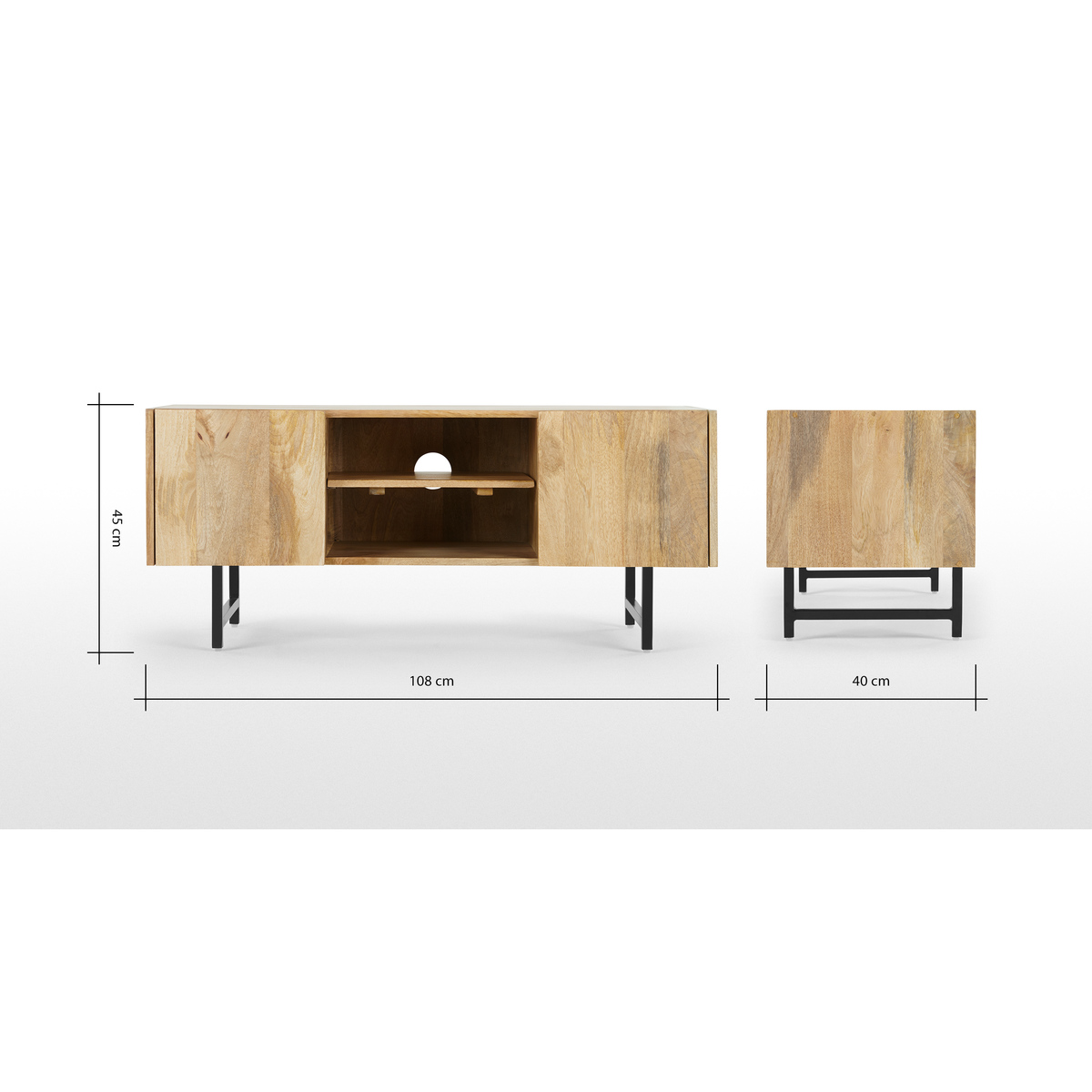 Aphra TV Stand, Light Mango Wood and Black – image 8