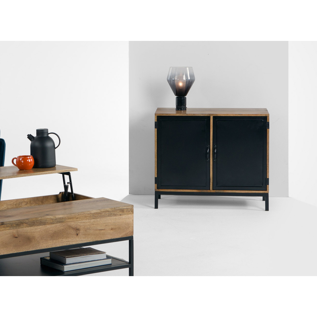 Lomond Compact Sideboard, Mango Wood and Black – image 3
