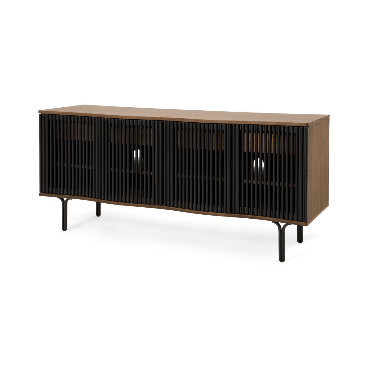 Zaragoza Wide Sideboard, Walnut & Charcoal Black – image 3