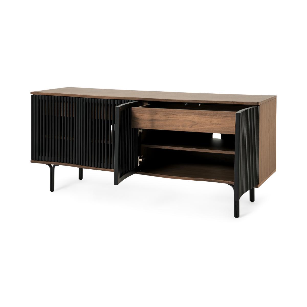 Zaragoza Wide Sideboard, Walnut & Charcoal Black – image 6