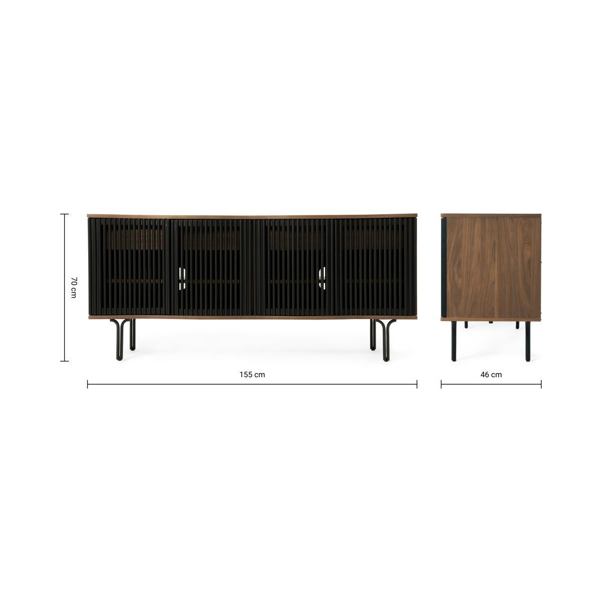 Zaragoza Wide Sideboard, Walnut & Charcoal Black – image 10