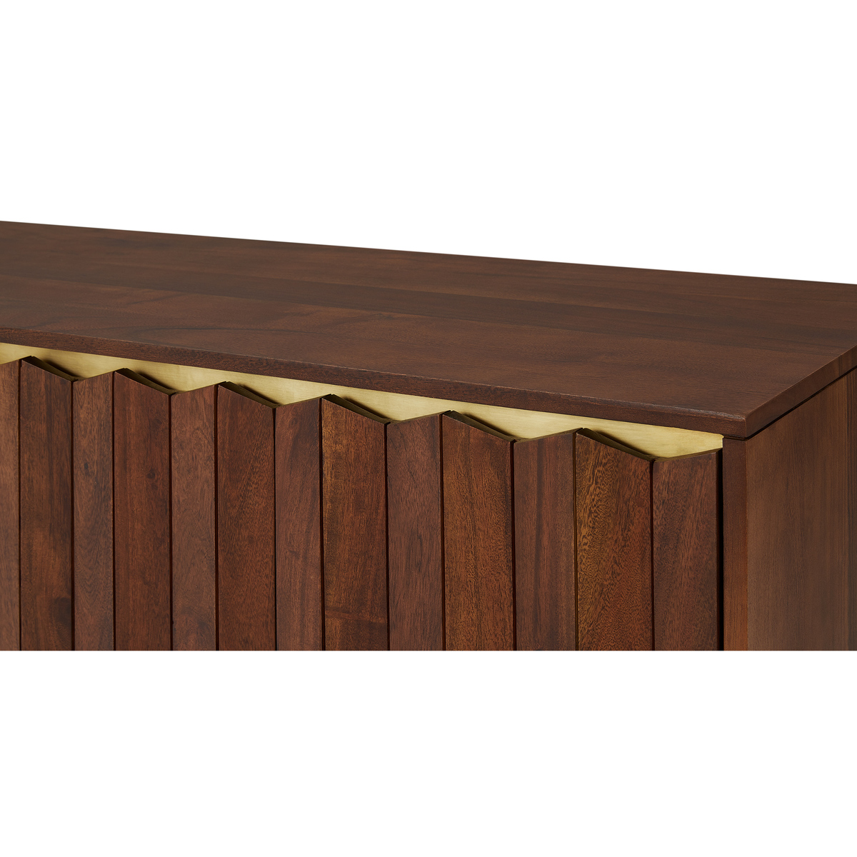 Talin Wide Sideboard, Walnut Stain Acacia Wood & Brass – image 6