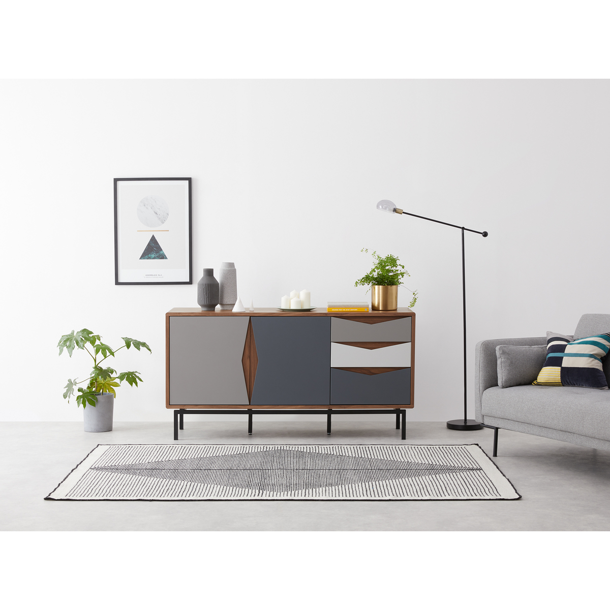 Louis sideboard, walnut and grey – image 3
