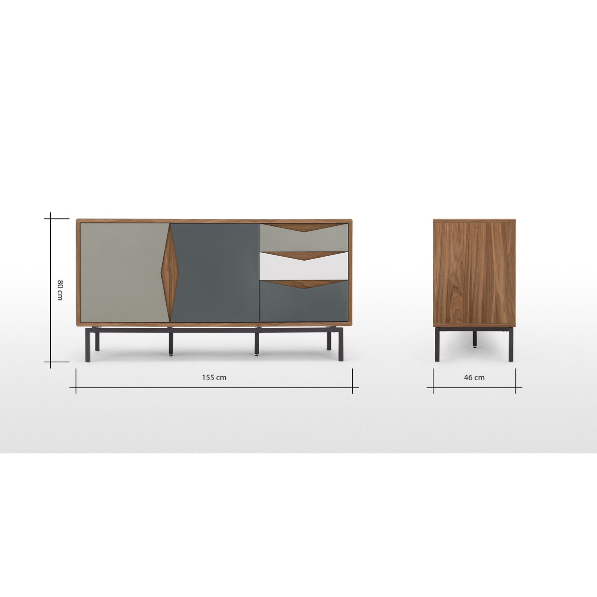 Louis sideboard, walnut and grey – image 9
