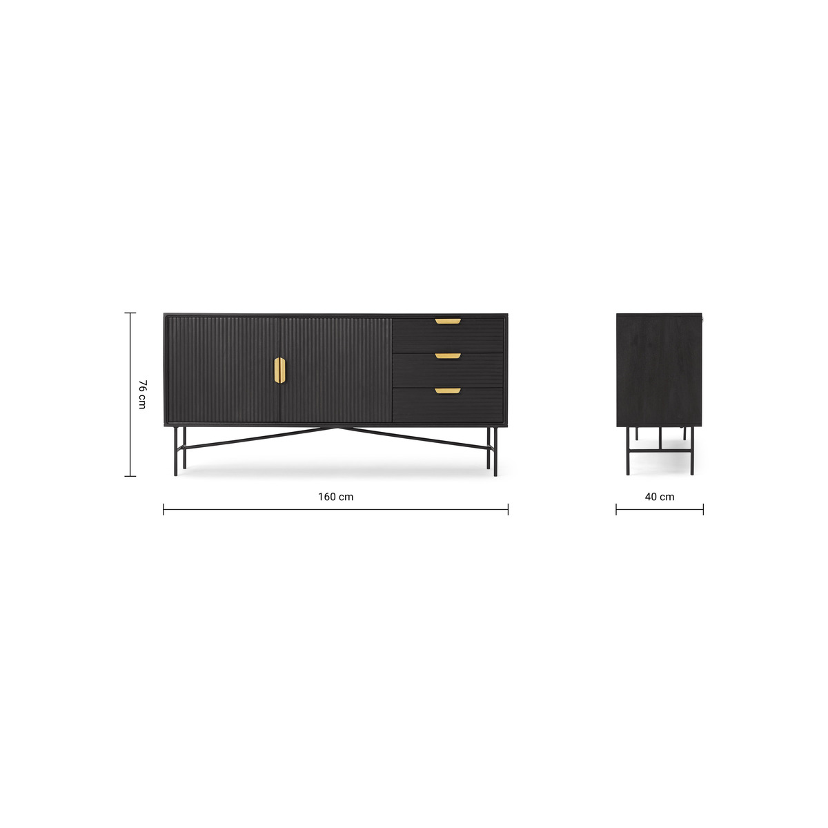 Haines Wide Sideboard, Charcoal Black Mango Wood – image 3