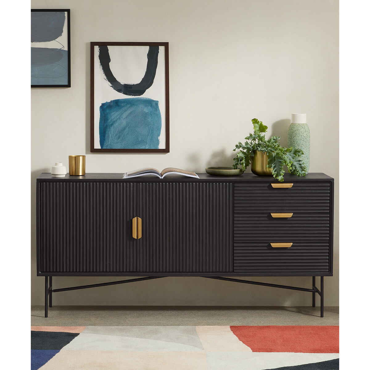 Haines Wide Sideboard, Charcoal Black Mango Wood – image 6
