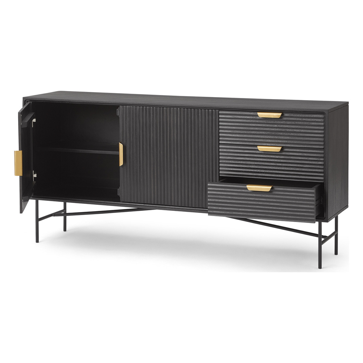 Haines Wide Sideboard, Charcoal Black Mango Wood – image 8