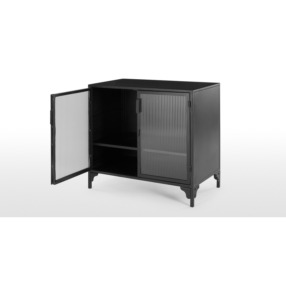 Rankin Compact Cabinet, Ribbed glass and Black metal – image 5