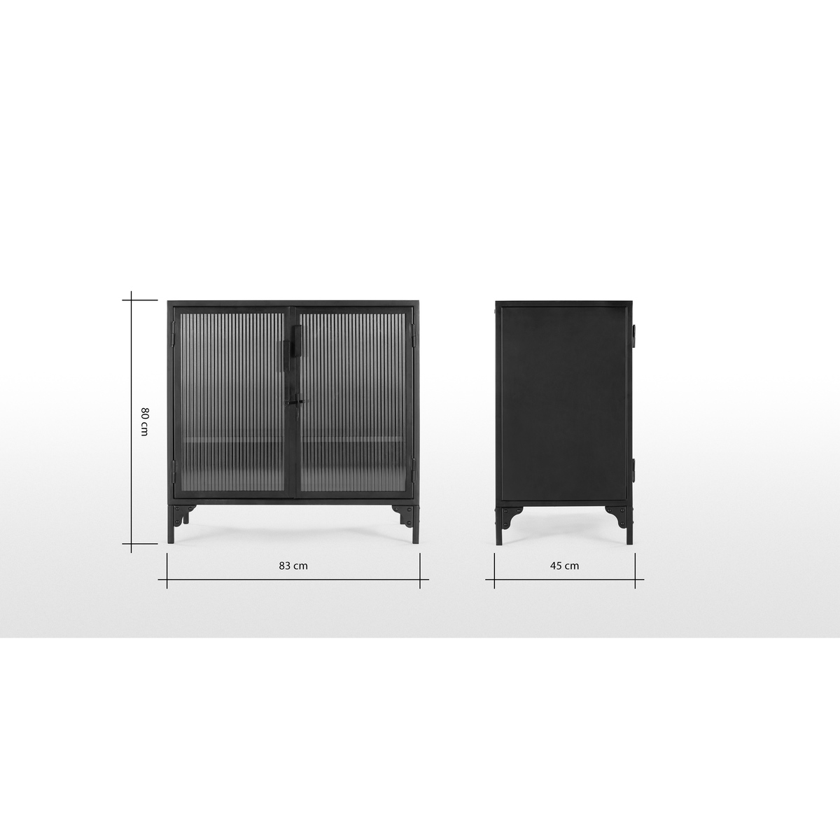 Rankin Compact Cabinet, Ribbed glass and Black metal – image 8