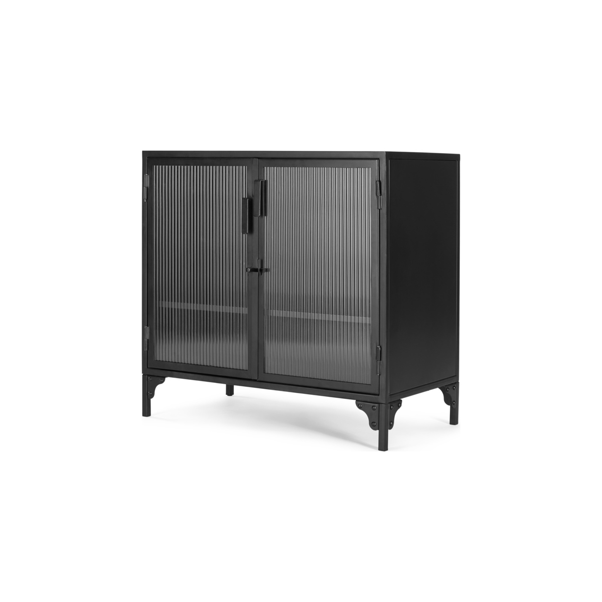 Rankin Compact Cabinet, Ribbed glass and Black metal – image 2