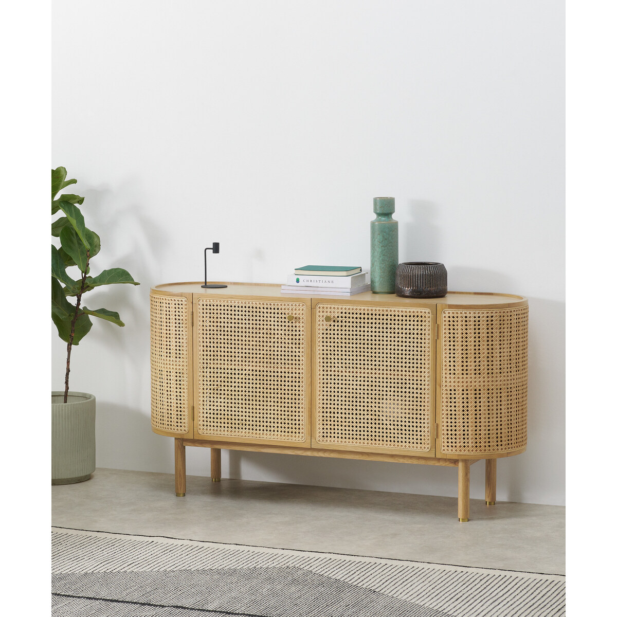 Ankhara Sideboard, Natural Oak & Rattan – image 3