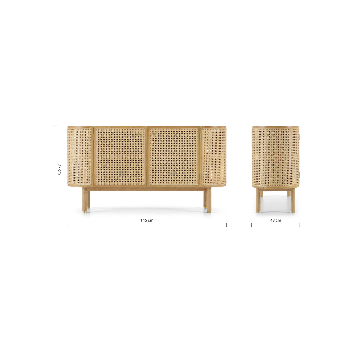 Ankhara Sideboard, Natural Oak & Rattan – image 6