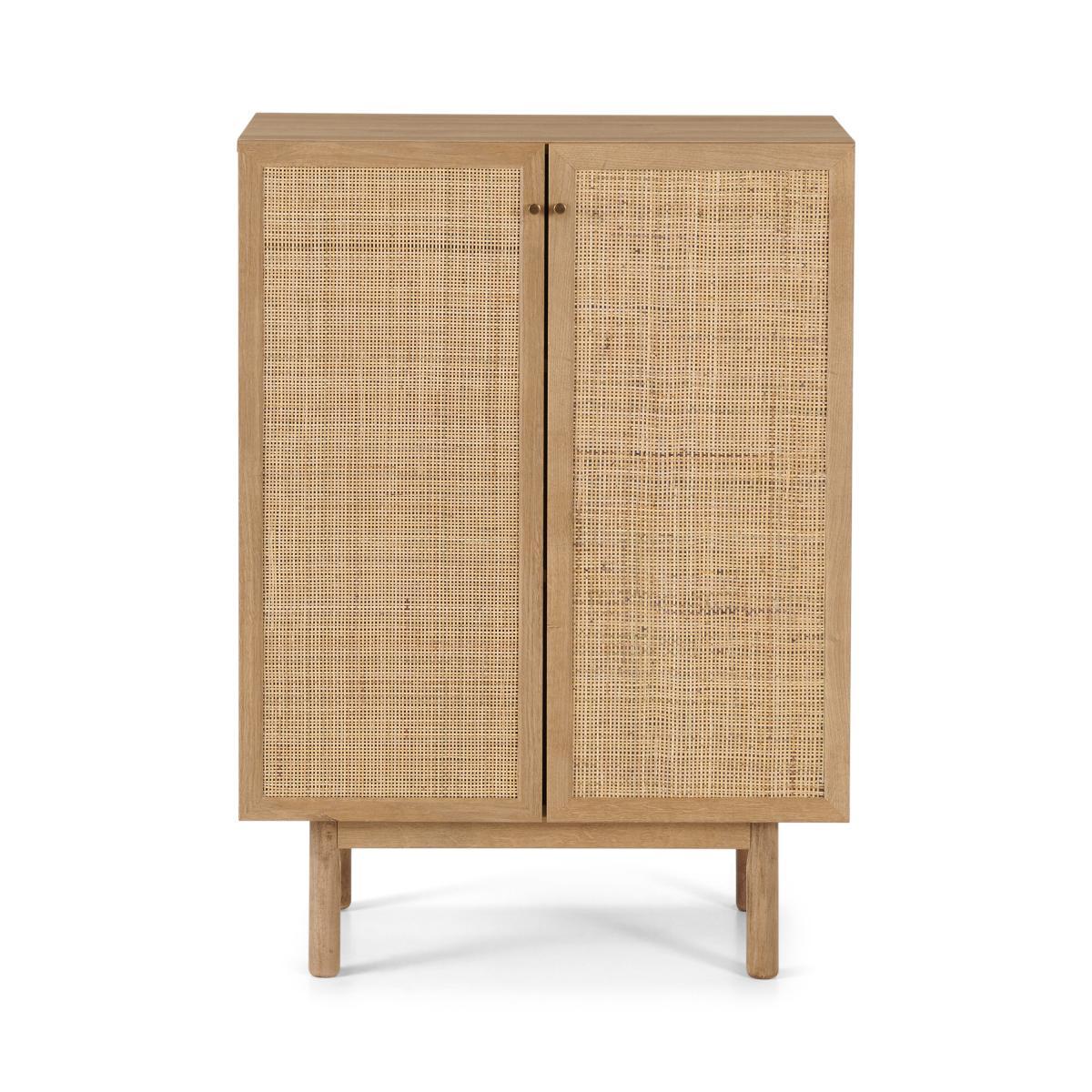 Pavia Compact Highboard, Natural Rattan & Oak Effect – image 2