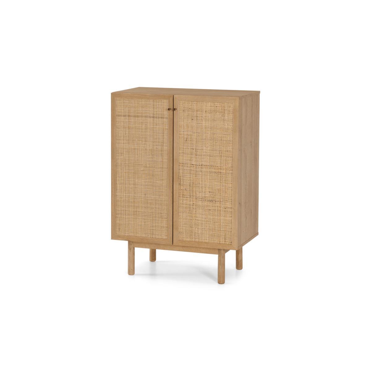 Pavia Compact Highboard, Natural Rattan & Oak Effect – image 3