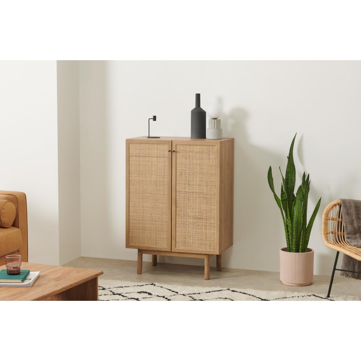 Pavia Compact Highboard, Natural Rattan & Oak Effect – image 4