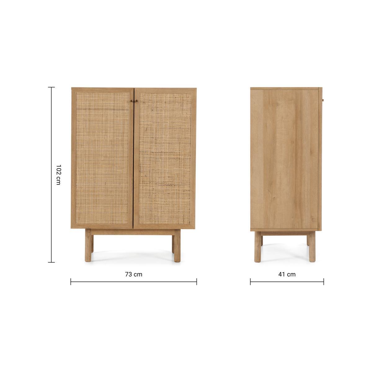 Pavia Compact Highboard, Natural Rattan & Oak Effect – image 9