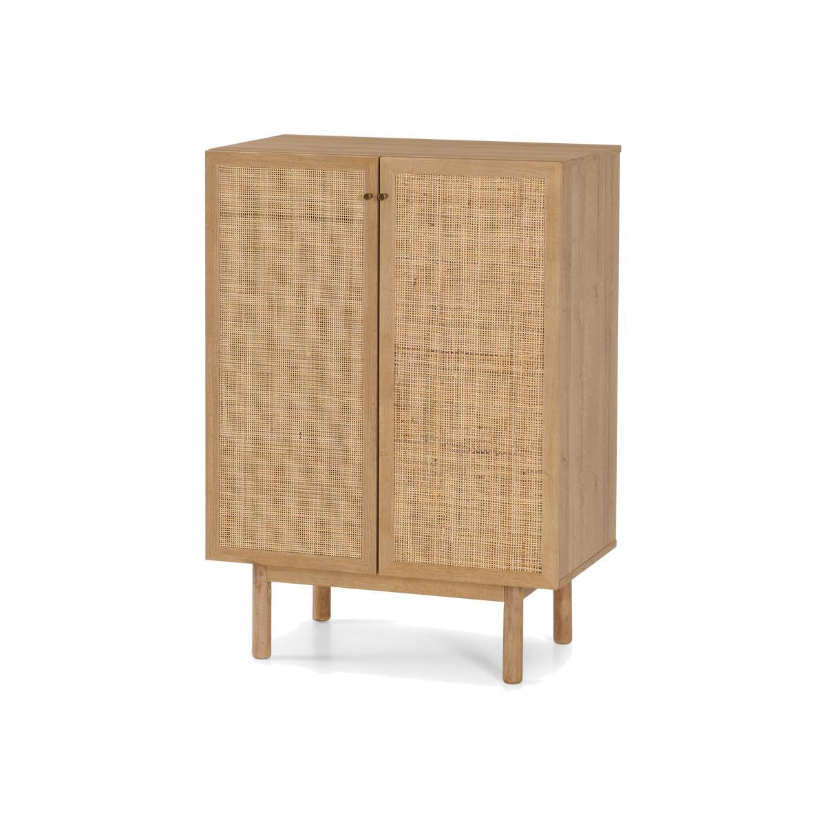 Pavia Compact Highboard, Natural Rattan & Oak Effect – image 1