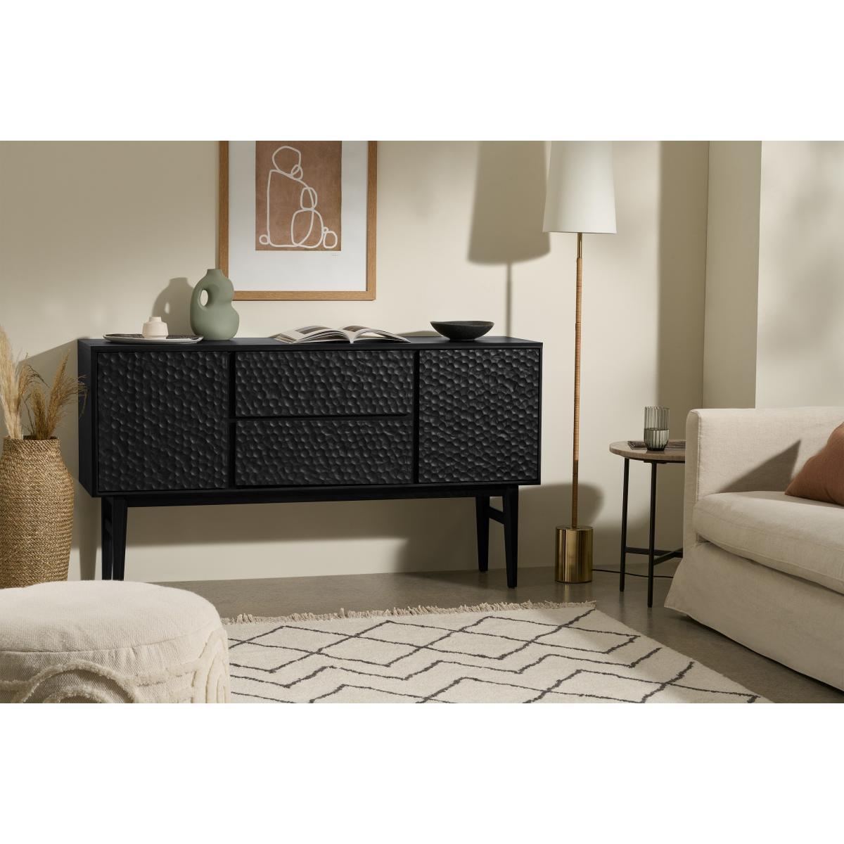 Abbon Wide Sideboard, Textured Charcoal Washed Oak – image 4