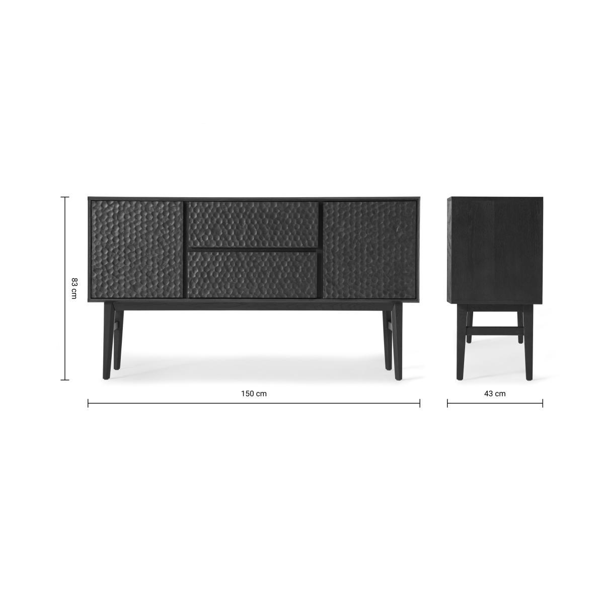 Abbon Wide Sideboard, Textured Charcoal Washed Oak – image 10