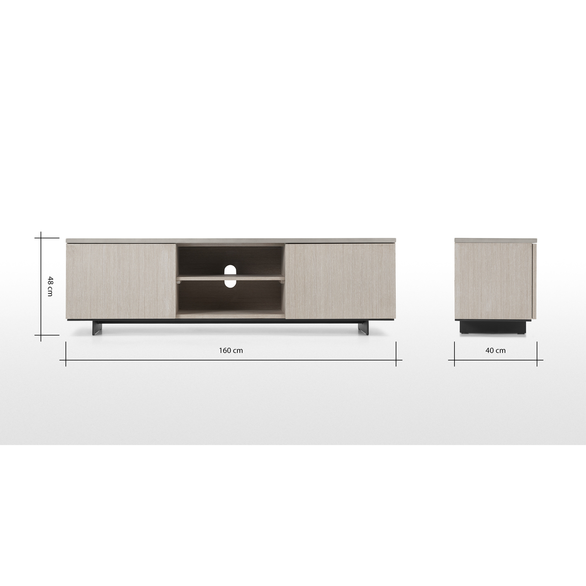 Claus Wide TV Stand, Grey Concrete and Light Oak – image 8